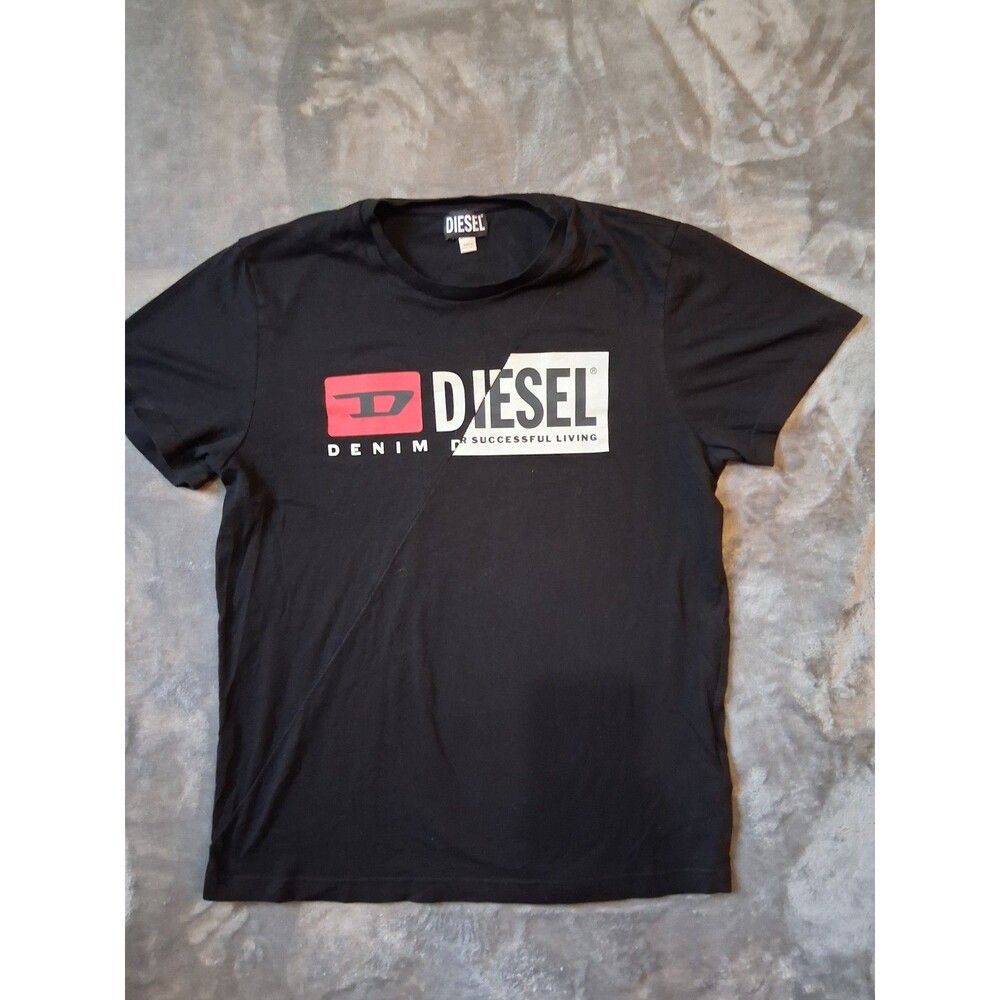 Diesel  Logo T-Shirt  Men's Size Xxl  Black Red /White Y2K